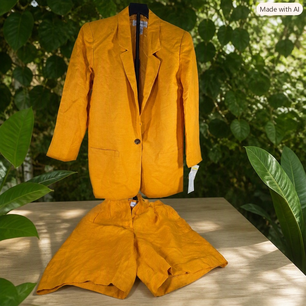 Jennifer Moore Vintage Linen Blazer & Pants Set – Blazer Size 6 / Pants Size 12